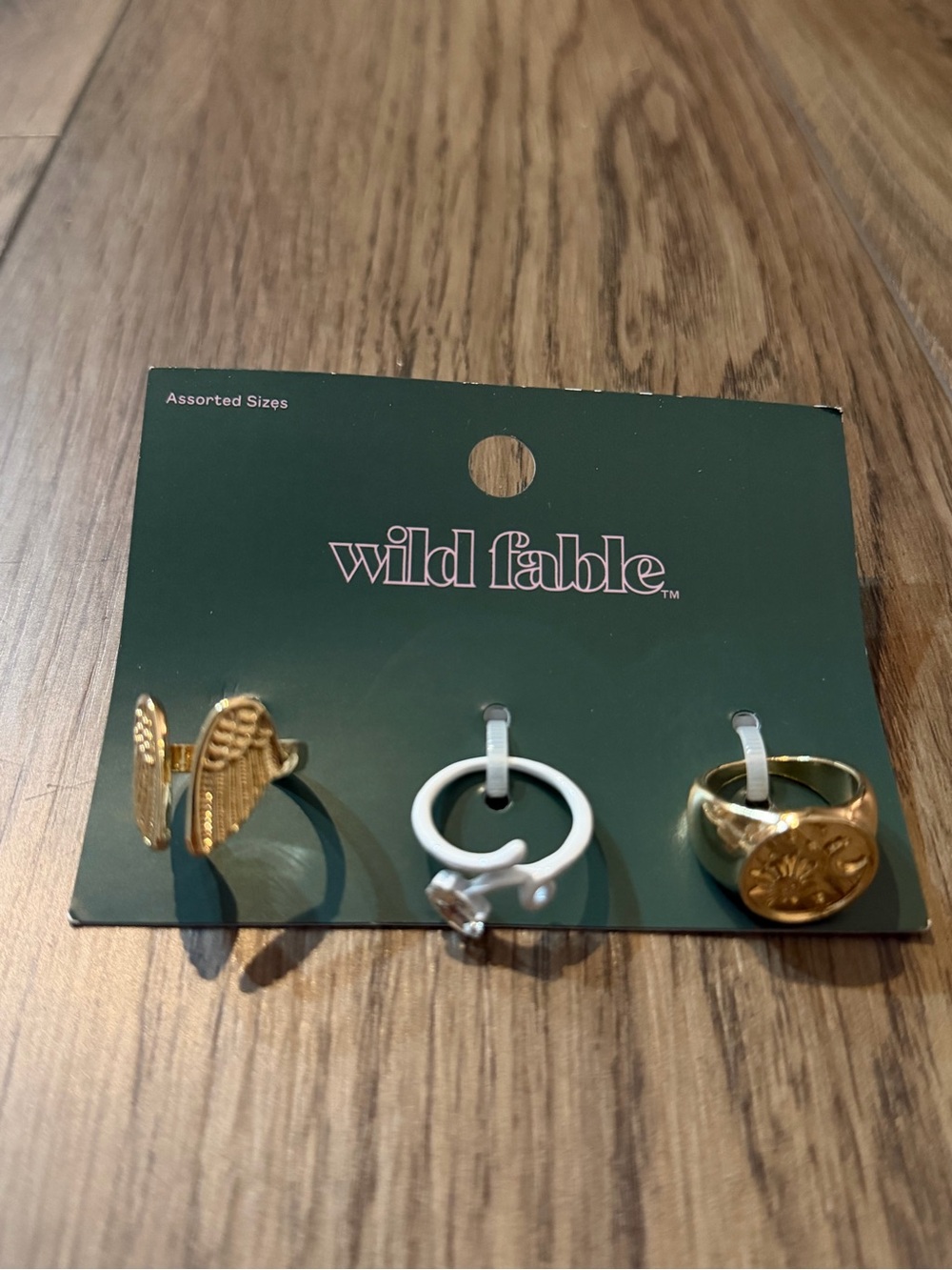 wild fable Gold and White Three-Piece Ring Set